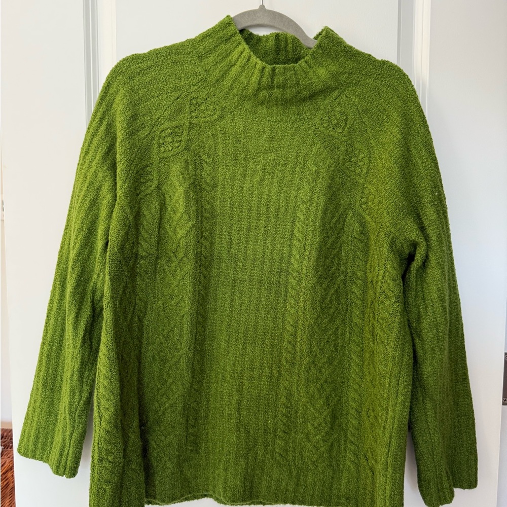 J. Jill Green Cowl Neck Sweater with Cable Knit